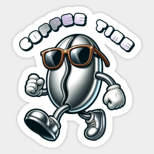 silver coffee bean mascot Sticker